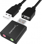 Sabrent alumiiniumist USB v&auml;line stereoheli adapter Windowsile ja Macile. Plug and play Ei vaja draivereid. (Must) (AU-EMCB)