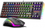 Redragon K552 m&auml;nguklaviatuur ja hiir, hiirepad Combo 87 klahvi LED taustavalgustusega mehaaniline m&auml;nguklaviatuur pruunide l&uuml;lititega m&auml;nguhiirpad Windows PC m&auml;ngudele - S113 DE QWERTZ