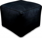 Vaata Hea ruudukujuline nahast pouf - K&auml;sitsi valmistatud - tarnitakse t&auml;idetud - Ottoman Bean Bag jalahoob (must)