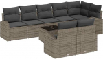 Rantry 8-teiliges Garten Sofa Set mit Kissen Schwarz Poly Rattan Gartenlounge Model3346099