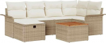 Rantry 7-teiliges Garten Sofa Set mit Kissen Beige Poly Rattan Gartenlounge Model3359456