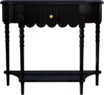 Konsolentisch, Halbrunder Eingangstisch, schwarzes Gangschrankregal an der Wand Flurtisch