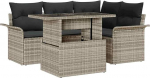 Rantry 5-teiliges Garten-Sofa-Set mit Kissen hellgrau Poly-Rattan Gartenlounge Model3348278