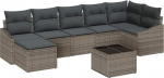 Rantry 7-teiliges Garten Sofa Set mit Kissen Schwarz Poly Rattan Gartenlounge Model3346819