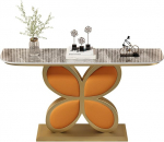 Moderner Konsolentisch mit goldenem Akzent und Ablagef&auml;chern - Eingangsbereich, Flur, Sofatisch f&uuml;r das Wohnzimmer - Stilvolles 39,4-Zoll-Design f&uuml;r kleine R&auml;ume