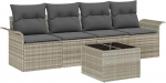 5-teiliges Garten-Sofa-Set mit Kissen Hellgrau Poly-Rattan Gartenlounge Model3345232