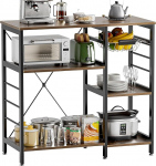 K&ouml;&ouml;giriiul, pagaririiul, mikrolaineahjualus bambusraamiga, 90 cm kohvipulk traatekorvi ja 6 konksuga, 3-astmeline k&ouml;&ouml;giriiul k&ouml;&ouml;gi, elutoa, kontori jaoks, rustikaalne pruun