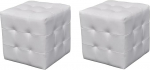 Pouf cube capitonn&eacute; blanc (lot de 2)