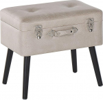 Mallard Modern Stool with Storage Space Beige Faux Leather