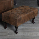 cag&uuml; Elegant Design Classic Winchester Footstool Brown Faux Leather in Classic English Chesterfield Style
