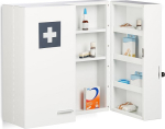 Relaxdays Medicine Cabinet Lockable 11 Compartments Steel 53 x 53 x 21.5 cm Double Door Medicine Cabinet White