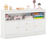 DREAMADE laste riiul, m&auml;nguasjakapp 2 sahtliga, laste m&auml;nguasjade hoidmise korraldaja 2 riiuliga koos ustega, 106 x 30 x 62 cm, lastetuba/elutuba/lasteaed (valge, kahe uksega)