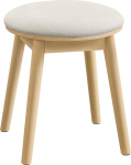 SONGMICS HOME BOHOVEN Collection - Dressing Stool Padded Solid Wood Legs Stool Round Footstock Non-Slip Foot Pads Boho Style Bedroom Cream White Oak Beige