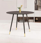 Hallowood Furniture Finley Black Round Dining Table 100cm v&auml;ike &uuml;mmargune laud mustade metalljalgadega s&ouml;&ouml;gituppa, hommikus&ouml;&ouml;giks, kohvikusse, k&ouml;&ouml;ki, kodukontorisse ja kohvikusse.