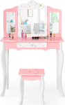 DREAMADE laste riietuslaud koos peegli ja v&auml;ljaheitega, puidust laste riietuslaud, laste toa m&ouml;&ouml;bel, riietuslaud t&uuml;drukutele ja poistele (roosa)