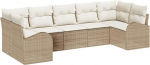 Rantry 7-teiliges Garten Sofa Set mit Kissen Beige Poly Rattan Gartenlounge Model3346191