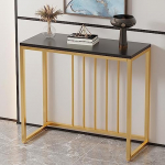 Schmale Konsolentische f&uuml;r Flur und Eingangsbereich, Ablage hinter dem Sofa, Marmor-Spiegel-Display, moderner Eingangstisch, moderner Konsolentisch mit Holzplatte und Metallgestell, schmaler