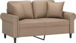 vidaXL 2-kohaline diivan, diivan dekoratiivsete padjadega, puhke diivan elutuppa, polsterdatud diivan, tugitool, l&otilde;&otilde;gastav diivan, Lounge diivan, l&otilde;&otilde;gastav diivan, Cappuccino pruun, kunstnahast diivan.