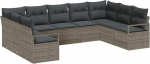 9-teiliges Garten-Sofa-Set mit Kissen Grau Poly Rattan, 2-Sitzer Garten-Sofa mit Kissen Grau Poly Rattan Gartenlounge Model3346539