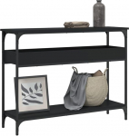 Moderner Konsolentisch mit schwarzer Ablage, 100 x 29 x 75 cm, aus mehrschichtigem Holz und Metallgestell, Eingangsm&ouml;bel f&uuml;r Wohnzimmer mit gro&szlig;er Tischplatte und verstellbaren F&uuml;&szlig;en, Design