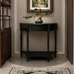 HDZNDH Halbrunder Schmaler Konsolentisch, Holz Beistelltisch Flurtisch Mit Stauraum, Mid-Century Moderner Sofatisch F&uuml;r Flur, Hinter Sofa Tisch, F&uuml;r Eingangsbereich, Wohnzimmer, Schlafzimmer