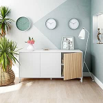 Dmora - Woburn Sideboard, buffet elutuppa 3 uksega, kaasaegne elutoa k&uuml;ljepaneel, 154 x 40 x 74 cm, valge