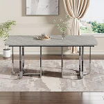 S&ouml;&ouml;gilaud, L 180 x L 80 x K 75 cm, kaasaegne, tugev, metalljalad, suur, ristk&uuml;likukujuline, s&ouml;&ouml;gilaud 6-le inimesele, hall + h&otilde;bedane