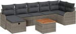 8-teiliges Garten Sofa Set mit Kissen Grau Poly-Rattan, 2-Sitzer Garten Sofa mit Kissen Grau Poly-Rattan Gartenlounge Model3359489