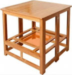 Massivholz-Garten-Esstisch - multifunktionaler quadratischer Tisch mit Grillrost f&uuml;r Zuhause, Outdoor, Grill, Terrasse und Hinterhof-Veranstaltungen