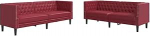 Chesterfield-Sofa f&uuml;r Wohnzimmer, 3-Sitzer und 2-Sitzer, Chesterfield, 2-osaline, Bordeauxrot, Kunstleder