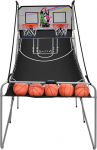 GOPLUS Basketball Shooting Machine, Basketball Stand with 4 Basketballs and Pump, Foldable Basketball Hoop with Score Counter, 8 Game Settings for 1-4 Players (Black)