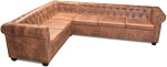 Kangmusi Chesterfield nurgadiivan 6-kohaline kunstnahast pruun kangmusi243618