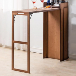 Moderner klappbarer Bartisch mit Weinaufbewahrungsschrank und erweiterbarer Essm&ouml;glichkeit, platzsparendes Design mit Ablagefl&auml;chen, ideal f&uuml;r kleine K&uuml;chen und Esszimmer (Walnuss)