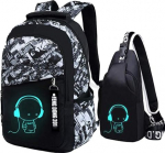 Oxford Fabric School Backpack For Boys, School Backpack With Print, Teenager School Bag, Outdoor Reflective Daypack, grey