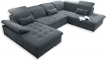 Stella Trading Wayne Living Room Landscape in U-Shape, Fabric Cover, Anthracite, Extendable Sofa with Sleep Function and Bed Box, 340 x 81 (104) x 188 (240) cm (W x H x D)
