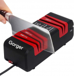 Professional Electric Knife Sharpener 3 in 1 - Diamond Coated for Kitchen Knives, Scissors, Screwdrivers, Manual & Automatic | Non-Slip Base (Black)