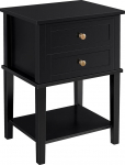 Yaheetech Bedside Table Bedside Table with Drawers and Shelves Bedside Table Bedroom Living Room Easy Assembly Nordic Design Black