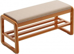 Solid Wood Shoe Organizer with Padded Seat 2 Tier Shoe Rack Bench for Hallway Living Room Bedroom Modern Shoe Rack Holds up to 330lbs