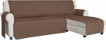 ISSUNTEX Sectional Couch Covers for Dogs Reversible L Shape Sofa Cover Water Resistant Chaise Lounge Cover Fur Protector for Kids Pets (Large, Brown/Brown)