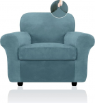 FestiCorp Sofabezug, Samt-Couchbez&uuml;ge f&uuml;r Hunde, Stretch-Sofa-Schonbez&uuml;ge, dicke M&ouml;belbez&uuml;ge f&uuml;r Haustiere, waschbarer Stuhlbezug, Sessel, Steinblau