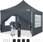 COBIZI kokkupandav Gazebo 3 x 3, Gazebo 3 x 3, veekindel, stabiilne, talvekindel, kokkupandav peotelk 4 k&uuml;lgseina ja 4 liivakotiga, Pop Up aed Gazebo, UV kaitse 50+ pulmadeks, &otilde;ues, hall