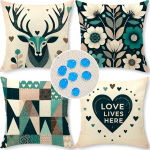 Cirzone Outdoor padjakate komplekt 4 padjakatet 45 x 45 cm Dekoratiivne elutoa linasest riidest dekoratiivse elutoa, aia, r&otilde;du jaoks.