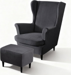 Chingcoo 3-osaline sametist Wingback tool viskamine koos jalamiga (ilma toolita), Stretch Velvet tugitooli kate, elastne kaitsev kate tooli katte k&otilde;rge seljatugi tugitoolile, pestav (tumehall)