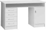Forte NET106 valge laud 120 130, funktsionaalne laud 4 sahtli ja 1 uksega, kodukontor, arvutilaud, komposiitpuit, valge, 126 cm lai x 75,8 cm k&otilde;rge x 55 cm s&uuml;gav