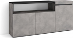 Skraut Home Sideboard, Highboard, kapp, Comode kapp, 150 x 75 x 35 cm, 3 ust, elutuba, k&ouml;&ouml;k, kaasaegne stiil, tsementist