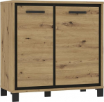 Forte TRONDHEIM 2-ukseline kapp, komposiitpuit, Artisan Tamm / Must Tamm, S x K x M: 91,4 x 91,2 x 41,5 cm, komposiitpuit, Artisan Tamm / Must Tamm, B x K x S: 91,4 x 91,2 x 41,5 cm