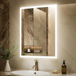 LED Vannitoa peegel, meigivaatepeegel, seinale paigaldatav, inimese induktsioon, Bluetooth, uduvastane, IP44 veekindel + vertikaalne ja horisontaalne (80 x 100 cm)