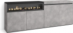 Skraut Home Sideboard, Highboard, kapp, Comode kapp, 200 x 75 x 35 cm, 4 ust, elektriline kamin, m&otilde;&otilde;tmed, kaasaegne stiil, tsementist
