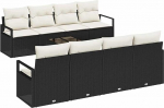 9-teiliges Garten-Sofa-Set mit Kissen Schwarz Poly Rattan Gartenlounge Model3346307