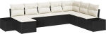 8-teiliges Garten Diivan Set mit Kissen Schwarz Poly Rattan Gartenlounge Model3355846